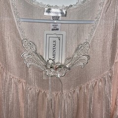 Sears Small NEW Fundamentals Thin Nylon Light Peach Flower/Lace, Nightgown, NWT