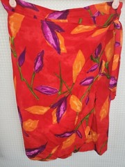 Vintage 2 Piece Caribou New York Wrap Style Coulotte(M) & Blouse(L) Red Floral