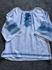 Vintage Ukrainian Vyshyvanka Embroidered Blouse Folk Boho Peasant Top L – NEW!