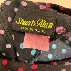 Vintage Stuart Alan Drop Waist Polka Dot Dress 10 Black Multicolor 80s USA OOAK