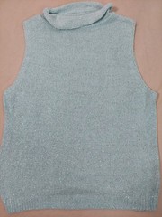 Vintage Y2K Sparkly Sleeveless Turtleneck Silk Angora Knit Top Aqua Blue Spring