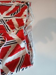 Vtg 70s Home Sewn Nautical Rope Print Pant Red White Blue Serval Zipper Wide Leg