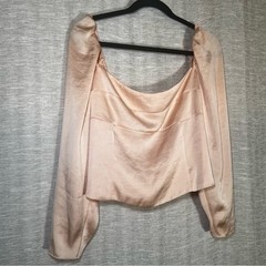 Wilfred Aritzia Satin Blush Women’s Romantic Smocked Blouse Size L