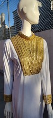 Goddess Bombshell Cosplay Egypt Long Sleeve Mermaid Cleopatra Gown Gold Metals M