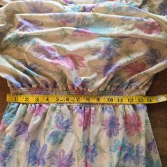 Vtg 70s Prairie Midi Dress M Purple Floral Gauze Knit Bib Dolman Balloon Sleeve