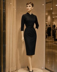 Vintage 1950s Audrey Hepburn Style Black Pencil Dress Wiggle Dress Day to Night