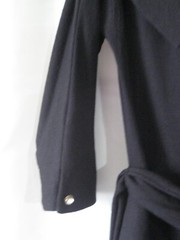 Vintage TAILORED JUNIOR Black Wide Collar Rhinestone Buttons Dress