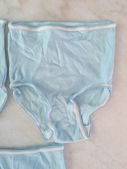 3 x NWOT vtg 100% nylon knit high waist briefs panties baby blue by TERI Lot