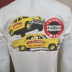 Vintage Race T-shirt WYNN’S FRICTION PROOFING OIL JOIE CHITWOOD AUTO DAREDEVIL.