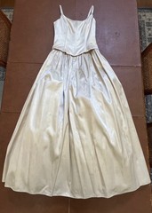 1990s Size 7/8 Vintage Gold Champagne Jessica McClintock Princess Dress READ