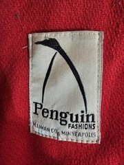 Vintage 60s PENGUIN FASHION Wool Overcoat Black Red Check Womens Sz 12 Button-Up