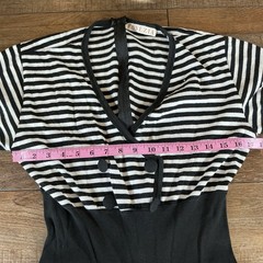 80s VTG Venezia Striped Top Black High Waist Jumpsuit Women’s Sz S Retro #29030