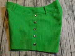 VTG GOGO SHORTS MOD BRIGHT GREEN SNAP FRONT TEXTURED POLY 60’s 70’s WOMENS 9 10