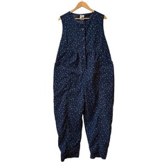 Vtg Women’s 80s 90s Blue Floral Laura Ashley Corduroy Jumpsuit Size Large
