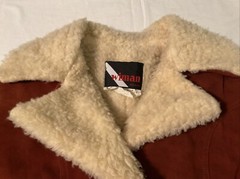 Vintage 70s 80s Wiman Sherpa Vegan Faux Suede Coat Union Made USA Womens Size L