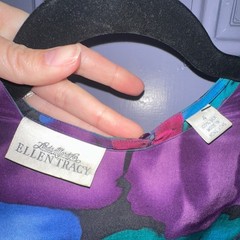 Vintage 80s Silk Oversized Floral Power Blouse Purple Magenta Vintage Medium