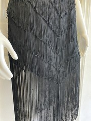 Vintage 80s TD4 by Electra Fringed Flapper Black Classic Dress Size 3/4 8