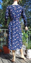 VTG 1930s Blue Novelty Print Rayon Home Made Dress 32W