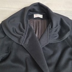 VTG A. Sachs Perlette Wool Overcoat Womens Shawl Collar L/XL Wool Black 80-90’s