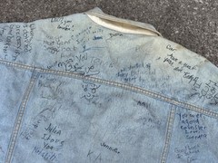 Senior Cords Style Denim Jacket Handwritten High School Varsity Chore Coat VTG