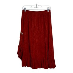 Vintage Berry Eight Rust Red Faux Suede Western Ruffle Midi Skirt Concho Size 5