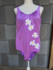 Vintage DEWEESE DESIGN Swimsuit Bathing Suit 1960’s Retro Purple With Flowers