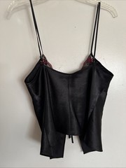 Vintage Frederick’s of Hollywood Black /Red Camisole Top Front Tie ~ M