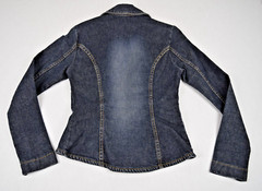 Vintage Jean Jacket Frankie B Size S/M 00s Blue Denim Fitted Blazer Made USA