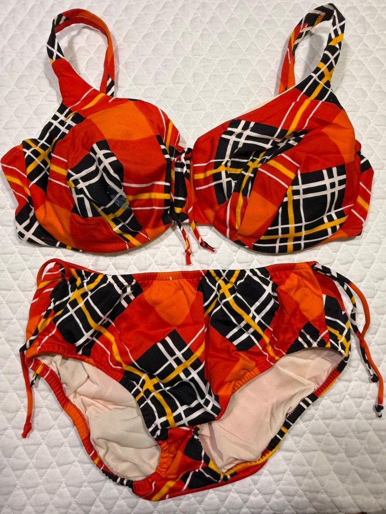 VINTAGE Bali Swim 60’s/70’s Abstract Graphic Bikini 38 DD/Large Union Made USA