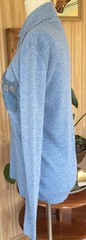 Vintage 1970s Knit Polo Sweater Long Sleeved Shirt Blue Novelty Denim Pocket XL