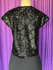 TRUE VINTAGE Jo-Ro Imports (Bullock’s Wilshire) Black Beaded CapSleeved Sweater*