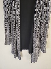 VTG Onyx Nite Black/Silver Glitter Open Front Cardigan SZ 16