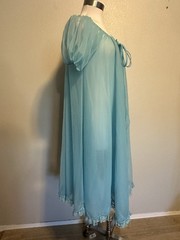 Eye Ful by the Flaums Vintage Nylon Chiffon Robe Turquoise sz S Lingerie Lace S