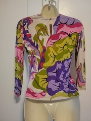 Paola Davitti Pucci-esque Vintage POP ART Psychedelic Mod Flower Print Silk Top