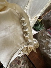 VTG 30s 40s Slipper Satin Ivory Wedding Dress Bridal Gown Long Train Art Deco