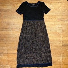 Vintage Carole Little Leopard Print Midi Dress Size Small 4 Black Ribbed Knit