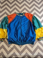 Vintage Bay Club 80s Coat Sz? Color Block Warm Up Jacket Windbreaker Boxy Fit