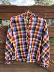 Vintage Panhandle Slim blouse Women’s Western Plaid Ruffle Red Yellow gingham