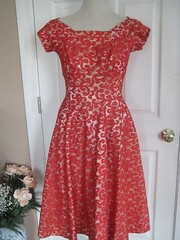 Vtg 1950s Suzy Perette Lace Stunning Dress XS X Small Womens Sz 2 4 Short Sleeve