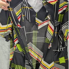 Vtg Cedar Glen Dress Womens 14 1/2 Black Geometric Short Sleeve Knee Length Zip