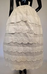 CIVIL WAR 1860’S WHITE PETTICOAT W PLEATING + EYELET EMBROIDERY + PENNED ID