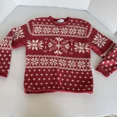 VTG Croft & Barrow Sweater Fair Isle Knit Snowflake Red Silk Angora Holiday Sm