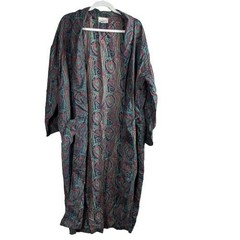VTG 80s BG Intimates 100% Silk Paisley Robe One Size Kimono Duster bohemian