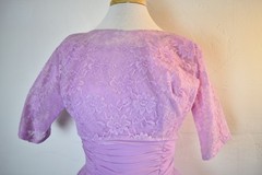 Vintage 1950s Purple Organza Cupcake Party Dress with Detached Lace Bodice