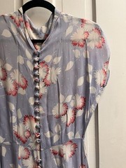 Vintage 1940s Dress 40s Purple Floral Button Front Dress
