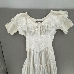 Vintage 80s Karen Alexander Tiered Romantic Western Coquette Prairie Dress 8