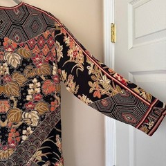 Vintage 1960s / 70s Leonard Paris Dress black orange red geometric floral