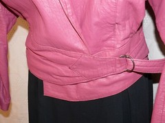 1980`s G-III Leather Jacket in Purple-Pink Dolman Sleeves Side Buckle so Cool M