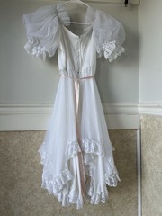 Vintage 80s GG Sophisticates White Tulle Puff Sleeve Prom Dress Flawed Lining 5