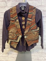 Vintage 1970’s Roughrider By Circle T Button Up Shirt And Vest Women Size Medium